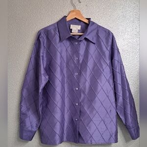 Vintage Silk Club Collection Purple Diamond Blouse   Size L